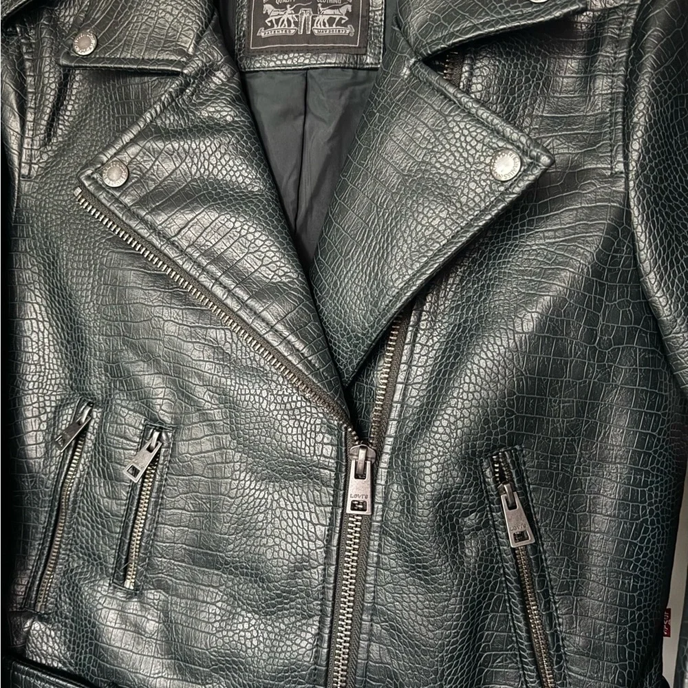 Levi's Forest Green Leather Jacket - Picture 2 of 15